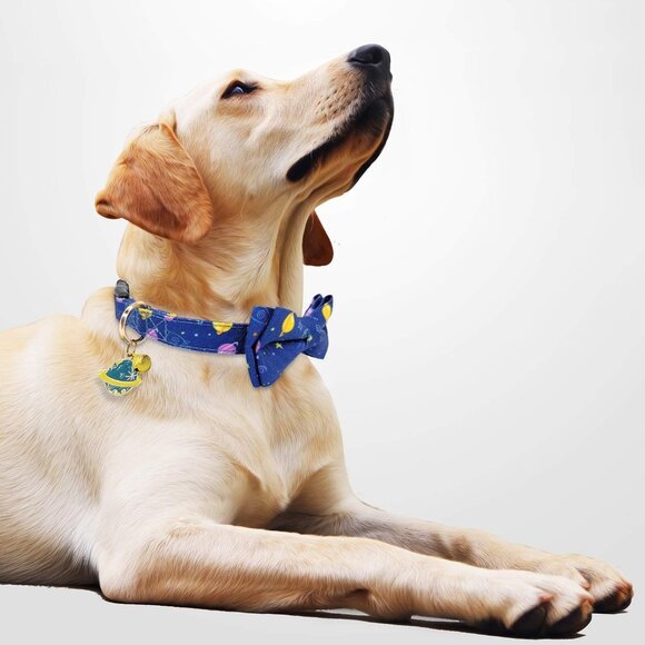 KUDES Dog Bow Tie, Adjustable Dog Collars with Bow Tie and Bells Charm Safety )) - Picture 7 of 7